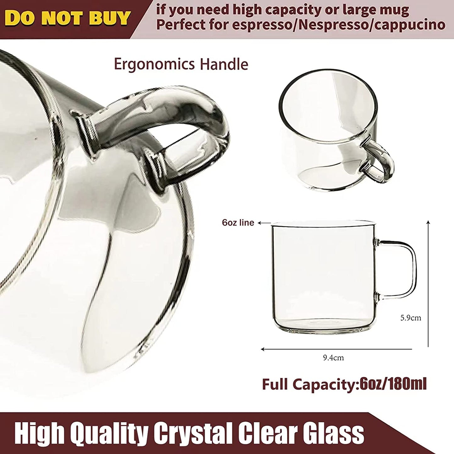 Dorsaer 6oz Glass Cup Set(2 Pieces)